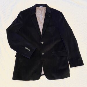 Saddlebred Blazer Mens 40R Black Corduroy Sport Coat Academia Preppy Classic